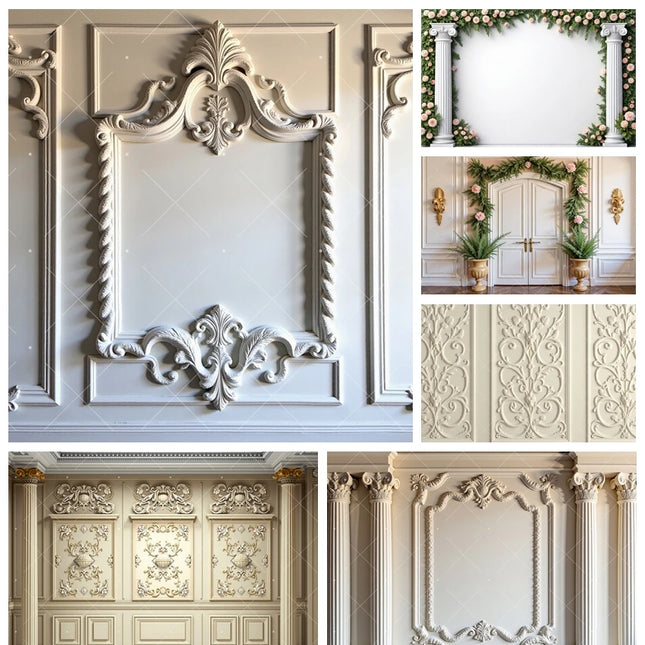 Retro European Palace Photography Backdrop – 13 Designs, Vinyl & Polyester