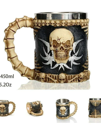 Skull Viking Pirate Tankard: Resin Steel Drinking Vessel & Decor Accent