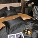 Luxurious Black and Gold Jacquard Egyptian Cotton Duvet Cover Set - 4/6 Piece Collection for Cal King and Queen Sizes with Sheets & Pillowcases