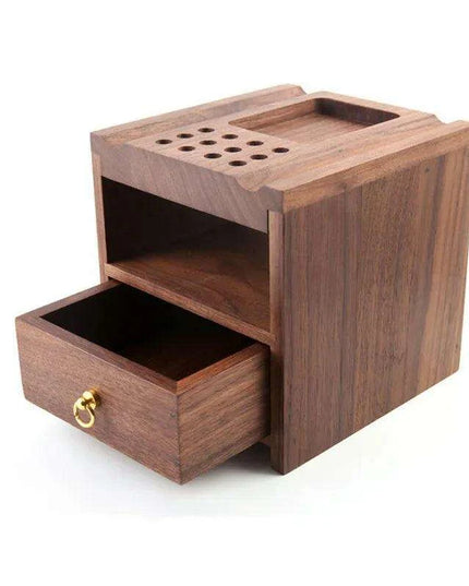 Elegant Walnut Craft Tool Organizer for Leather and Iron Projects