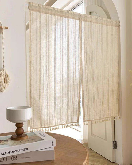 Elegant Japanese Lace Curtains with Cotton Tassels