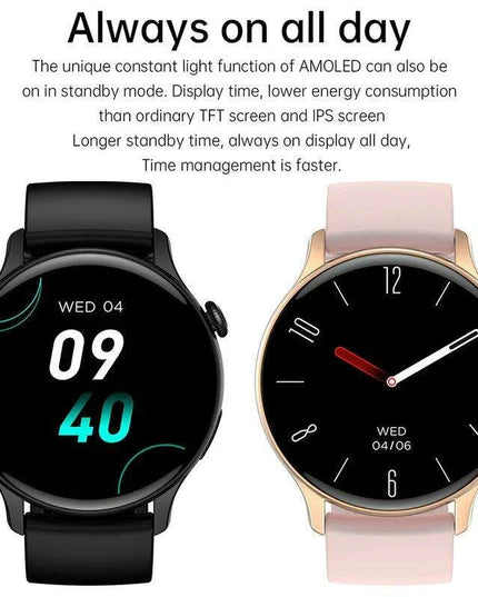Chic Women's Bluetooth Smartwatch with Customizable AMOLED Screen and NFC Functionality