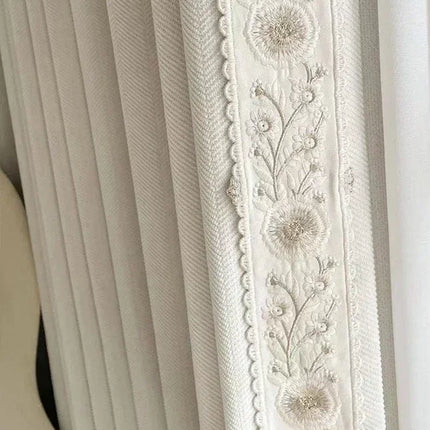 Cream Chenille French Curtains with Sheer Tulle Option | Très Élite