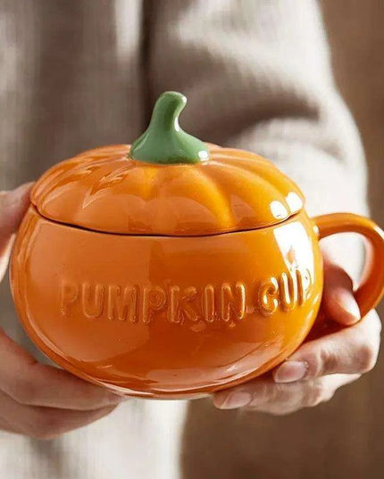 Adorable Kawaii Pumpkin Ceramic Mug Set - Perfect Halloween Drinkware for Soups and Beverages
