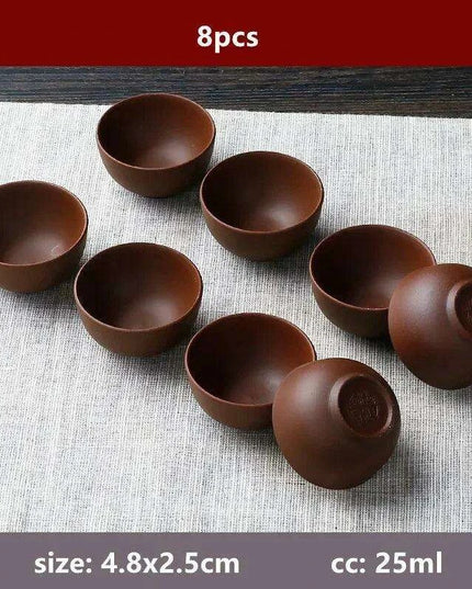 Exquisite Portable 8-Piece Handmade Yixing Purple Clay Teacup Set for Tea Lovers