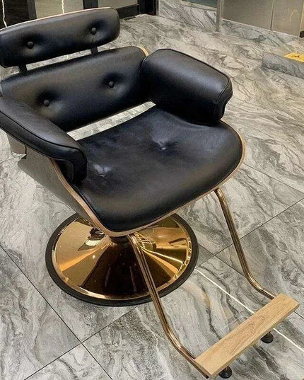 Chic Walnut Leather Adjustable Salon Styling Chair