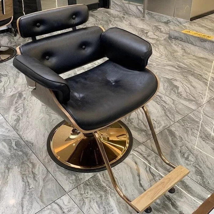 Chic Walnut Leather Adjustable Salon Styling Chair