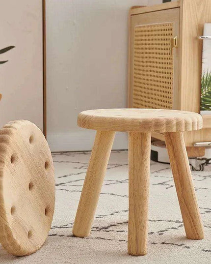 Stylish Solid Wood Children's Cookie Bench - Versatile Low Stool for Home and Play Areas