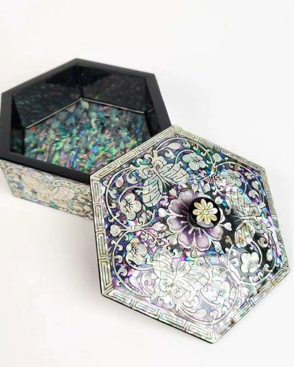 Elegant Mother of Pearl Floral Jewelry Organizer