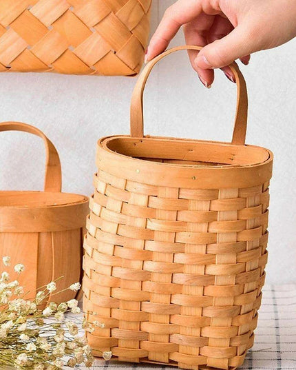 Woven Bamboo Wall Baskets for Elegant Plant and Flower Arrangement