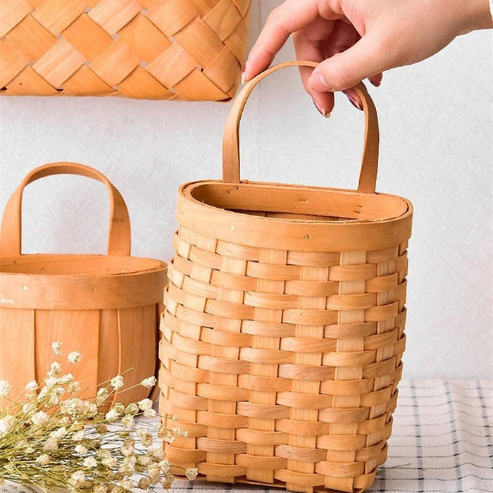 Woven Bamboo Wall Baskets for Elegant Plant and Flower Arrangement