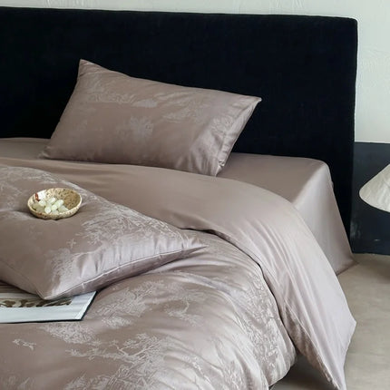 Long Staple Cotton Jacquard Bedding Set – Luxury Duvet Cover, Bedsheet & Pillowcases