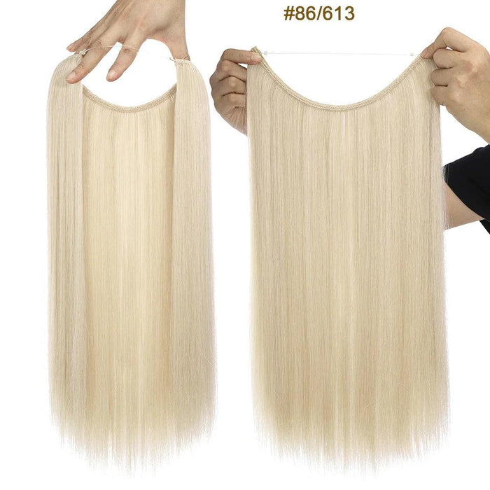 20-Inch Versatile Adjustable Invisible Wire Hair Extensions - Curly and Sleek Options