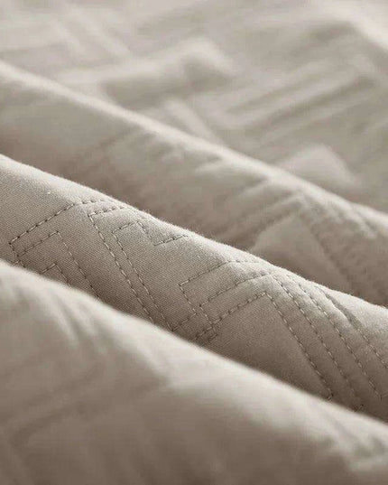 Luxurious 100% Cotton Quilted Plaid Bed Cover - Multi-Functional Euro Comfort Topper