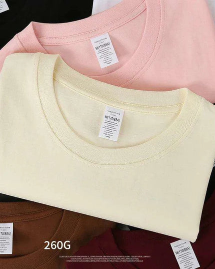 Premium 260gsm Men's Oversized Casual Cotton Short Sleeve T-Shirt - Summer Essential O-Neck Top