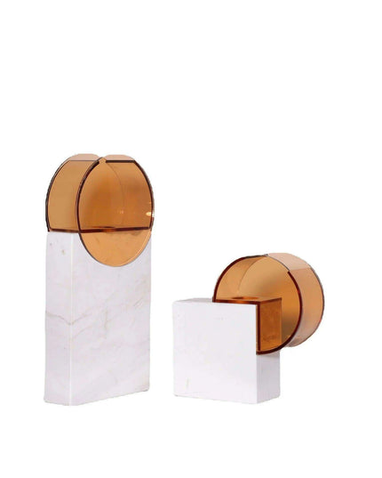 Sophisticated Semicircle Marble and Acrylic Terrarium Vase - Chic Home Decor Accent