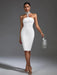 Sculpted Elegance: White Halter Neck Bodycon Dress for Unforgettable Evenings