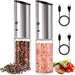 Electric Gravity Salt and Pepper Mill Set - Stylish USB Rechargeable Spice Grinders