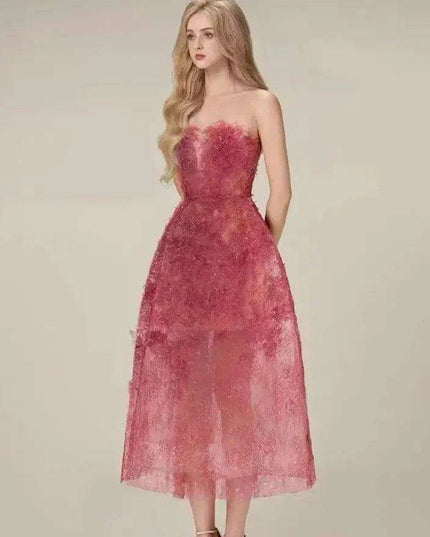 Luxurious Floral Lace and Sequin Evening Dress for Women