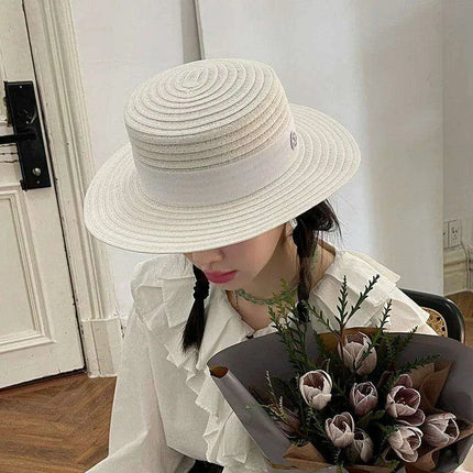 Chic Adjustable Wide Brim Straw Hat for Women - Stylish Sun Protection Beach Accessory Available in 50 Colors