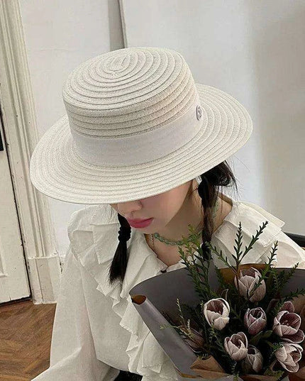 Chic Adjustable Wide Brim Straw Hat for Women - Stylish Sun Protection Beach Accessory Available in 50 Colors