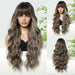 30-Inch Brown Wavy Synthetic Wig with Bangs - Perfect for Parties and Themed Events