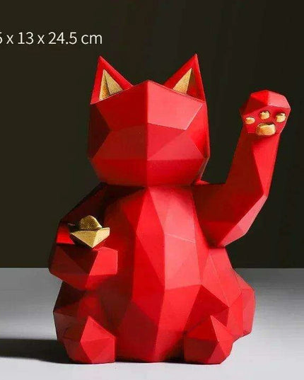 Chic Nordic Lucky Cat Statues - Modern Feng Shui Decor for Home and Office