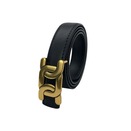 Chic Women's Leather Waist Belt with Modern Buckle Design | Fashionable Korean Trend