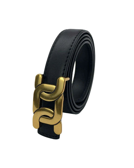 Chic Women's Leather Waist Belt with Modern Buckle Design | Fashionable Korean Trend