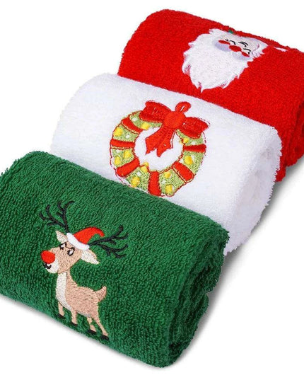 Christmas Cheer Cotton Towel Set - 3-Piece Bundle for Home and Kitchen Decor