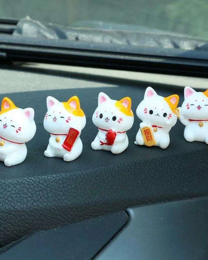 Lucky Cat Dashboard Charms - Maneki Neko Car Accessories for Good Fortune