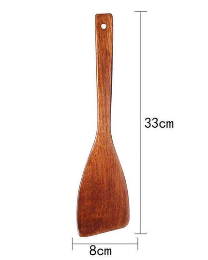 Eco-Friendly Sumac Bark Kitchen Utensils Set with Extended Spatula and Heat-Resistant Rice Scoop