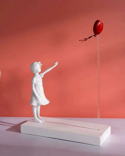 Heart Balloon Girl Banksy Inspired Resin Art Sculpture - Large Size Home Decor Piece