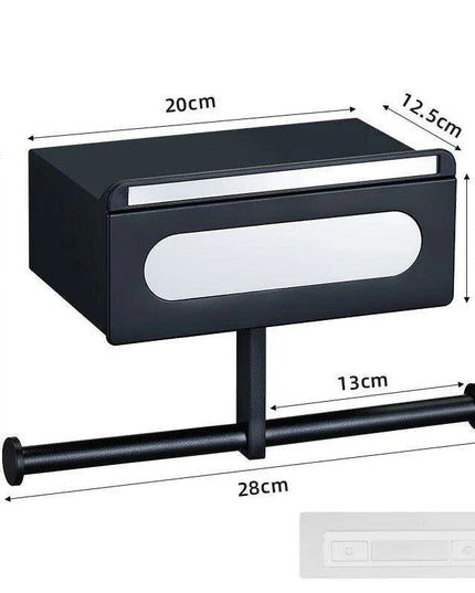 Wall-Mounted Rotating Tissue Paper Holder with Built-in Storage Organizer