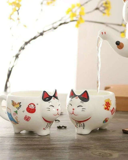 Delightful Maneki Neko Ceramic Tea Set for Enchanting Gatherings