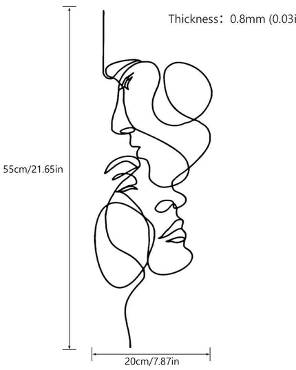 Contemporary Iron Face Line Wall Art Sculpture