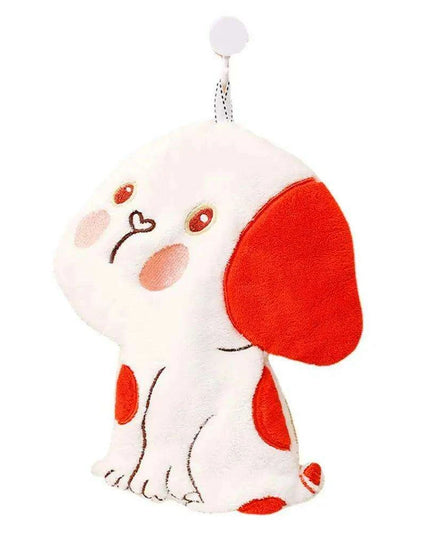 Adorable Dog-Shaped Coral Velvet Hand Towel with Convenient Hanging Loop - Perfect for Home Decor