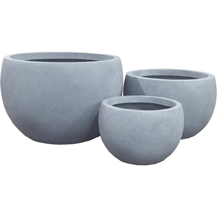 Contemporary White Concrete Planter Trio - Stylish Round Plant Pots Set