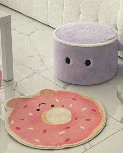 Whimsical Pink Donut Area Rug - Playful Decor for Kids' Spaces