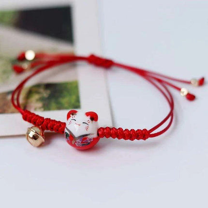 Charming Red Cord Lucky Cat Bracelet - A Thoughtful Gift for Women and Girls