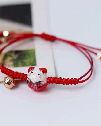 Charming Red Cord Lucky Cat Bracelet - A Thoughtful Gift for Women and Girls