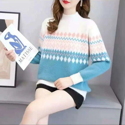 Korean-Inspired Luxe Knit Pullover Sweater - Chic Winter Fashion for Women