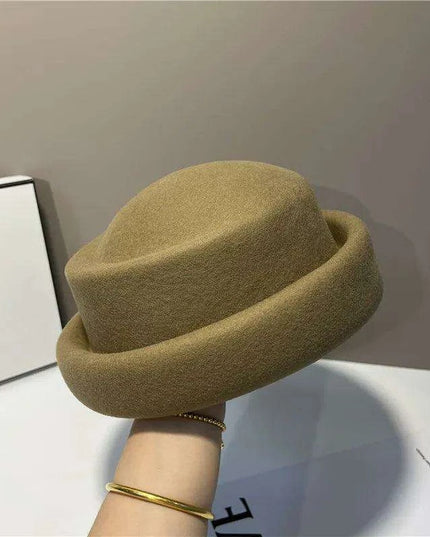 Chic French-Inspired Vintage Wool Fedora Hat for Women - Stylish Designer Bucket Hat