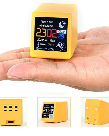 Mini Smart WiFi Weather Station Clock with Customizable GIFs and Digital Photo Album for Home Office Decor