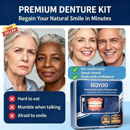 Silicone Cosmetic Dentures — Full Upper & Lower Set, Comfort Fit
