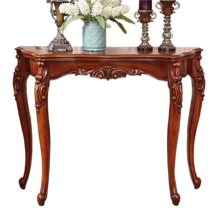 European Style Solid Wood Hallway Console Table - Vintage Elegance and Charm