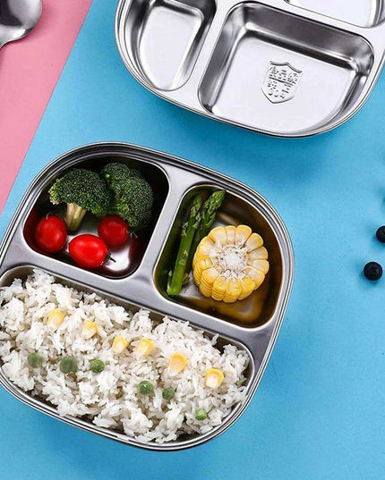 Sophisticated Stainless Steel Sectioned Plate for Gourmet Dining