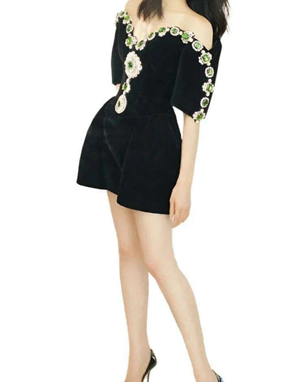 Elegant Backless Evening Dress with Glittering Diamond Details