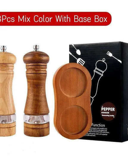 Vintage Handcrafted Wooden Spice Mill Set - 6-Inch Gourmet Salt and Pepper Grinders