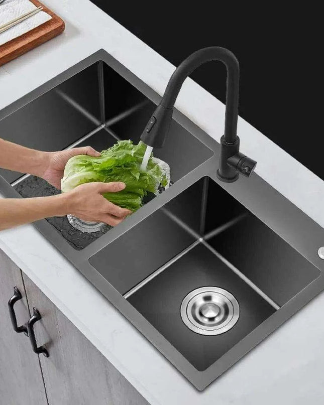 Sleek Dual-Basin Gourmet Stainless Steel Kitchen Sink Set with Effortless Cleanup Design